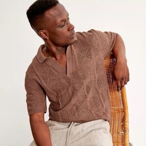 Abercrombie & Fitch Crochet Johnny Collar
Sweater Polo